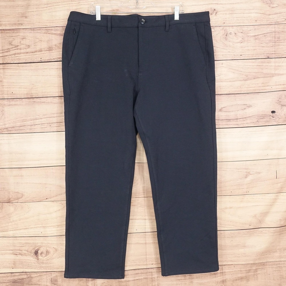 True Classic Pants Mens 40x28 Navy Straight Chino Knit Stretch Casual